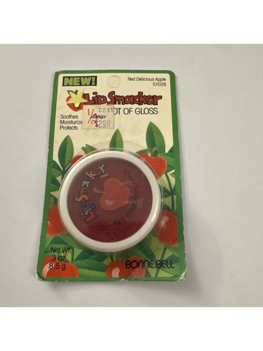 90s Bonne Bell Lip Smacker Pot of Gloss Red Delicious Apple Jar Balm J12